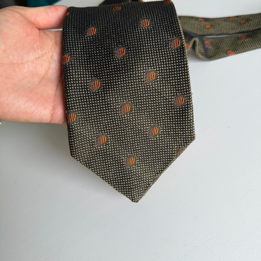 Robert Talbott Best of Class Tie Orange Geometric Classy Gold Business Work - Picture 5 of 6